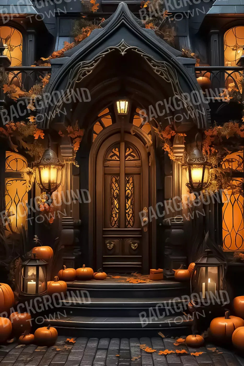 Halloween Door Step I 8’X12’ Ultracloth (96 X 144 Inch) Backdrop