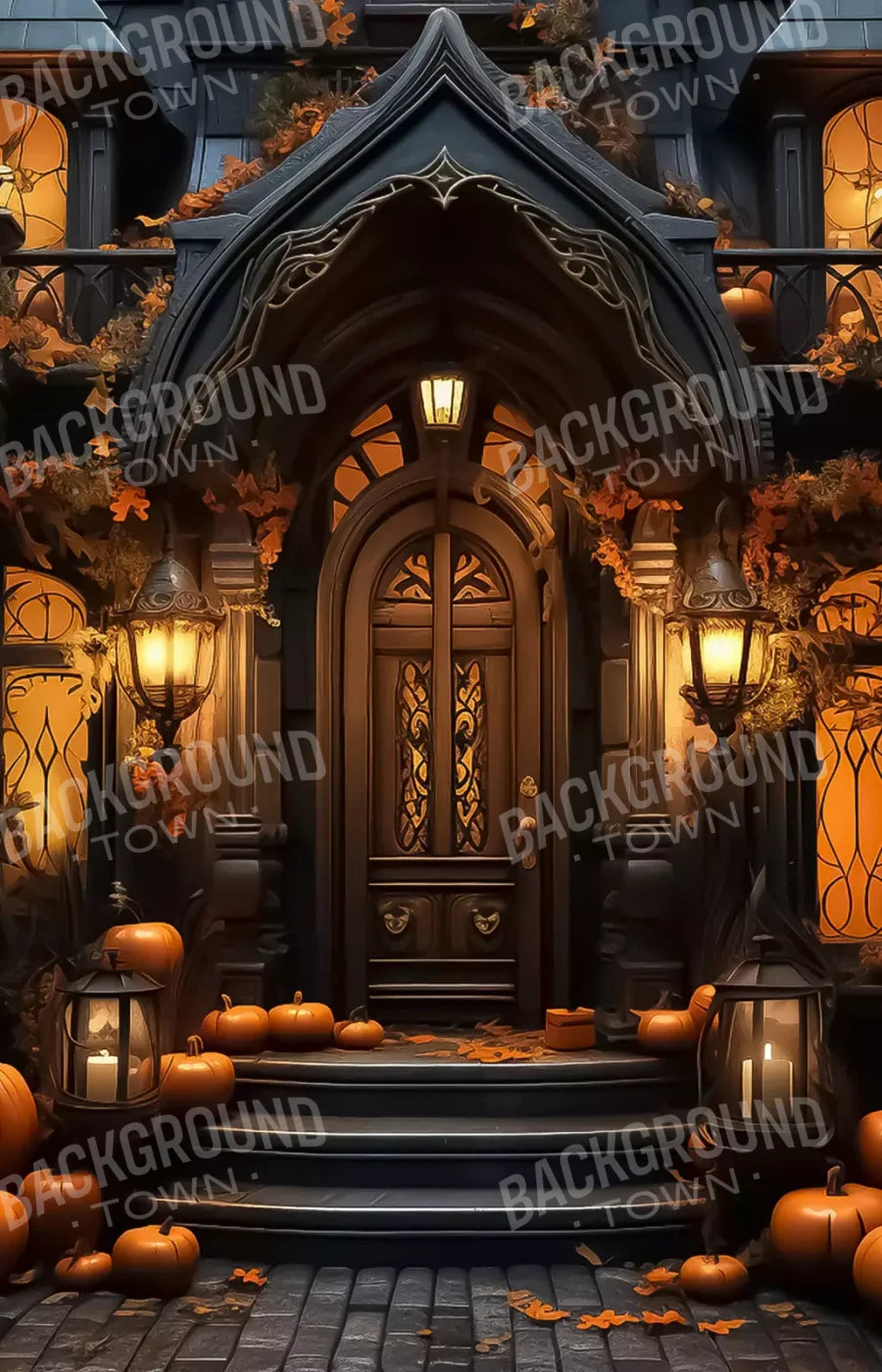 Halloween Door Step I 9’X14’ Ultracloth (108 X 168 Inch) Backdrop