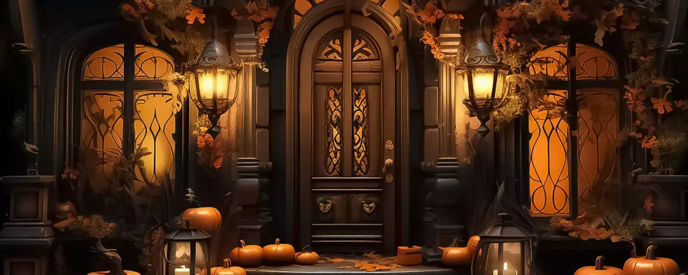 Halloween Door Step Wide 20’X8’ Ultracloth (240 X 96 Inch) Backdrop