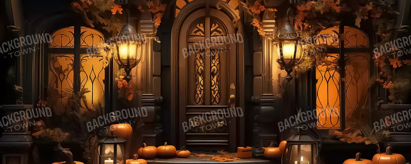 Halloween Door Step Wide 20’X8’ Ultracloth (240 X 96 Inch) Backdrop