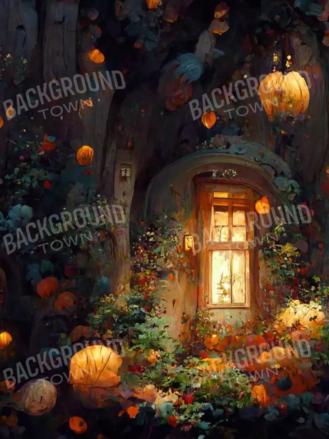 Halloween Fairy Garden 5’X6’8 Fleece (60 X 80 Inch) Backdrop