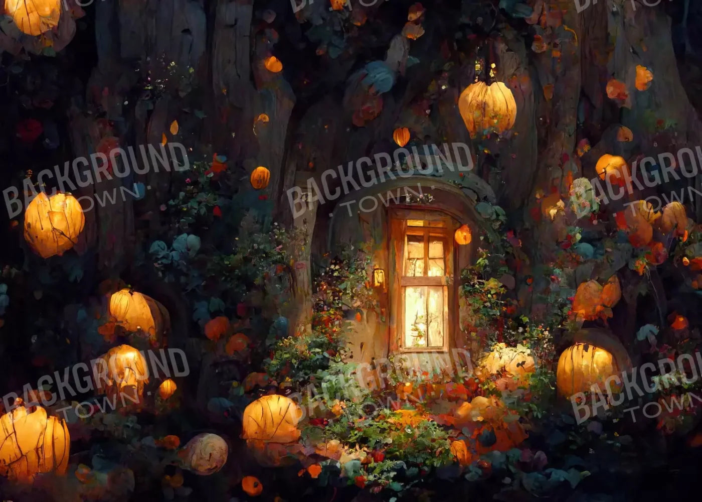 Halloween Fairy Garden 7’X5’ Ultracloth (84 X 60 Inch) Backdrop