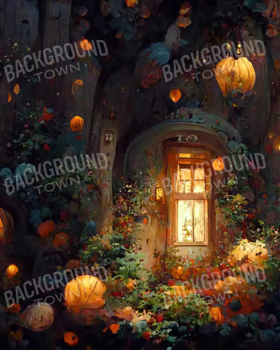 Halloween Fairy Garden 8’X10’ Fleece (96 X 120 Inch) Backdrop