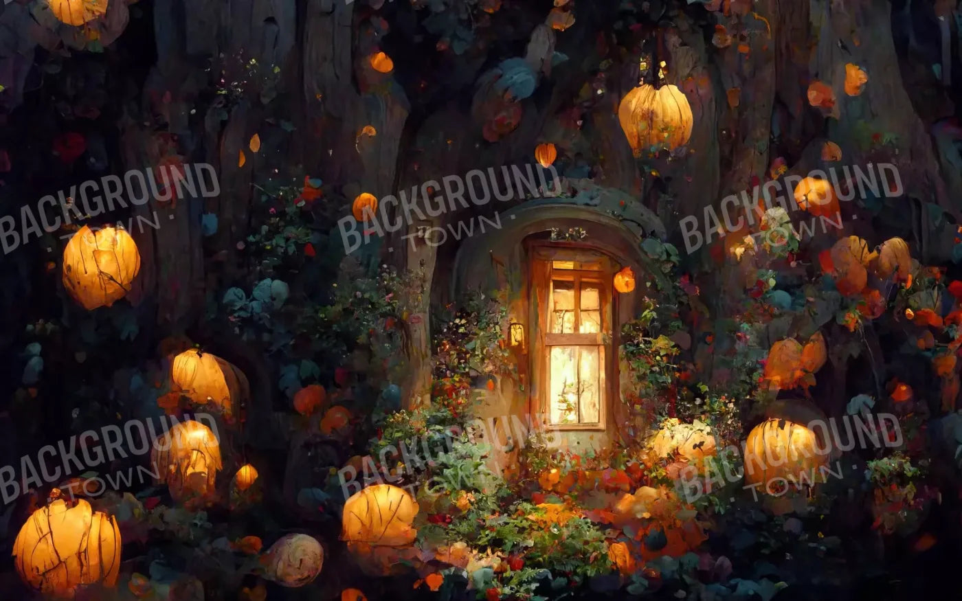 Halloween Fairy Garden 8’X5’ Ultracloth (96 X 60 Inch) Backdrop