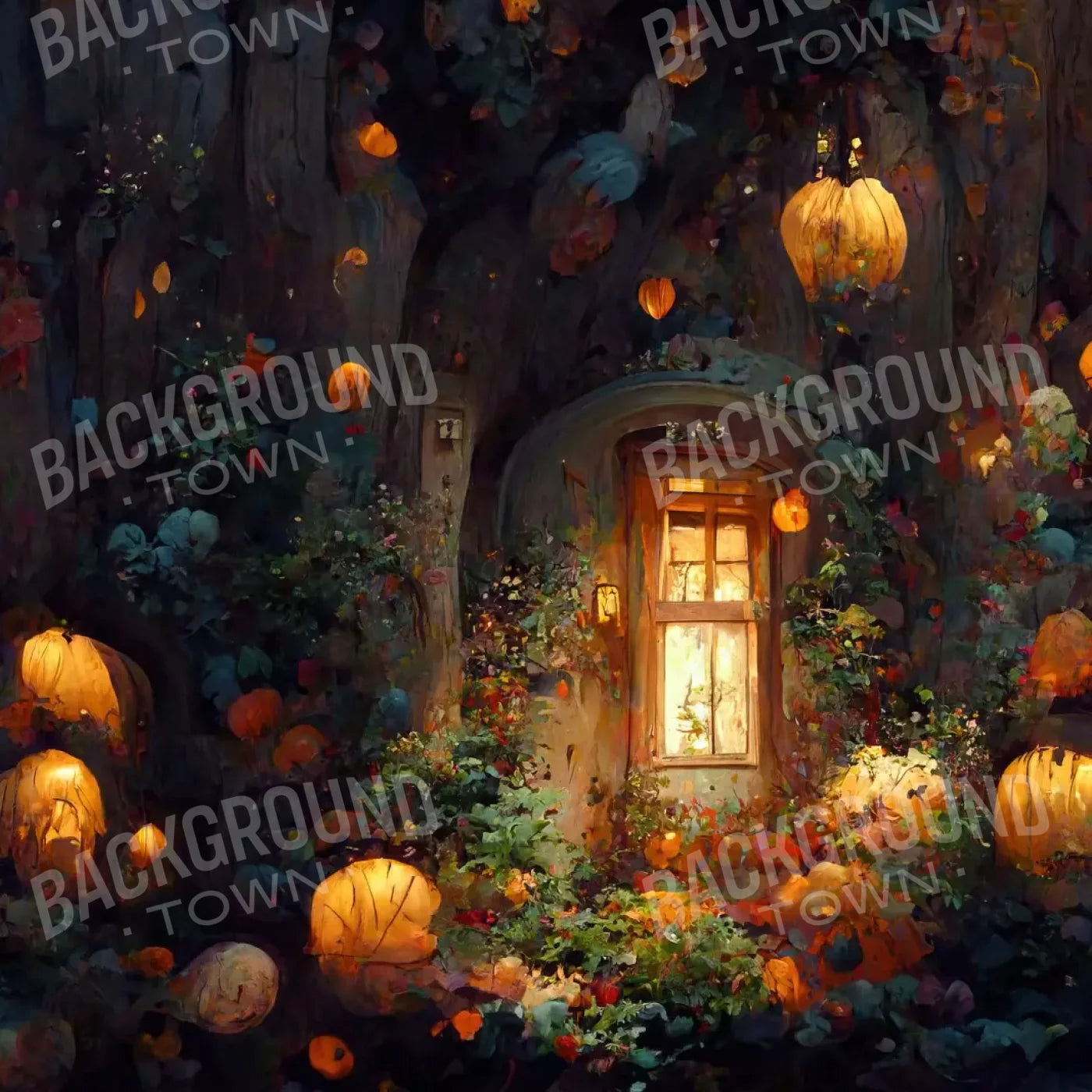 Halloween Fairy Garden 8’X8’ Fleece (96 X Inch) Backdrop