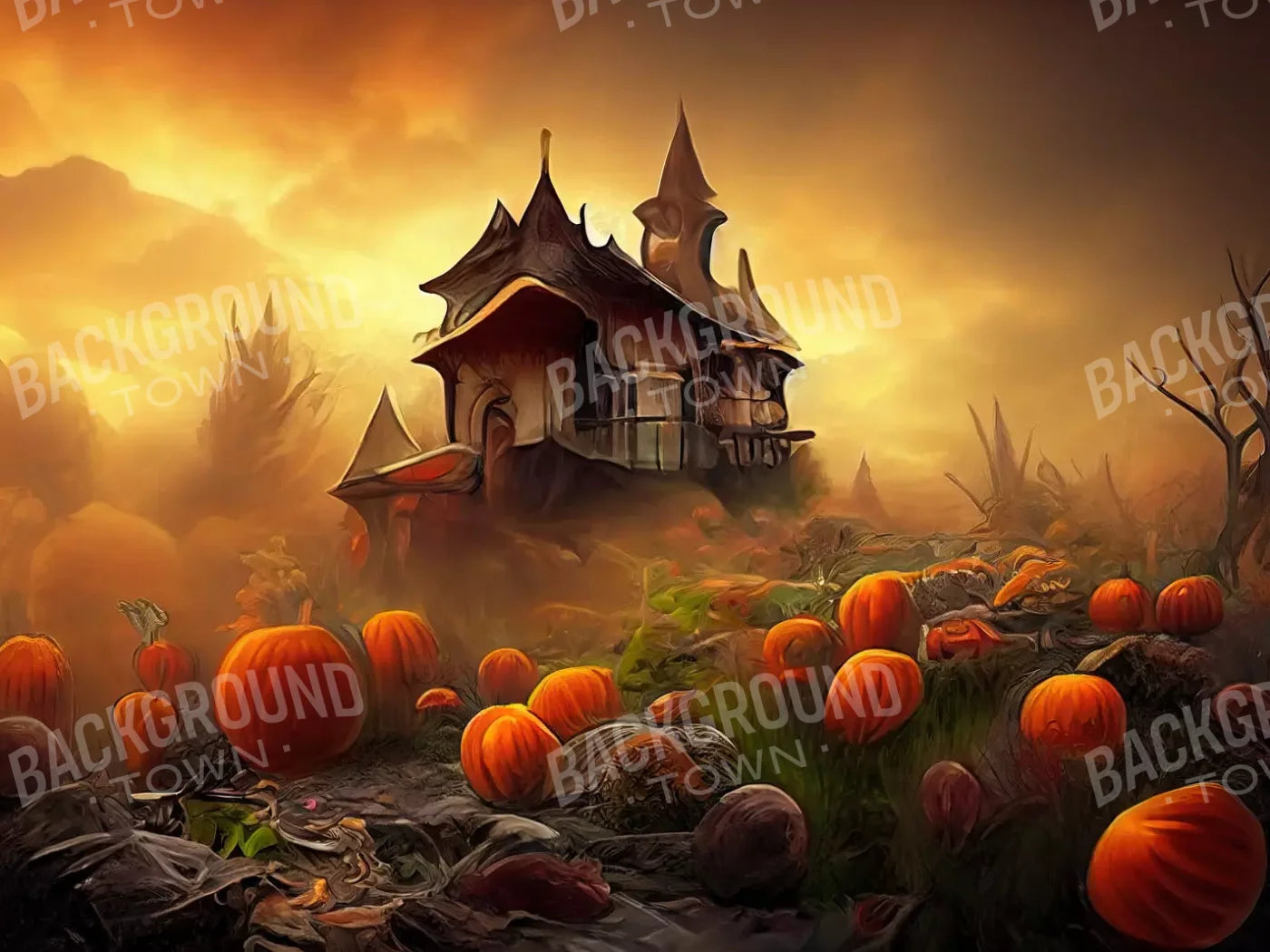 Halloween Sunset 7’X5’ Ultracloth (84 X 60 Inch) Backdrop