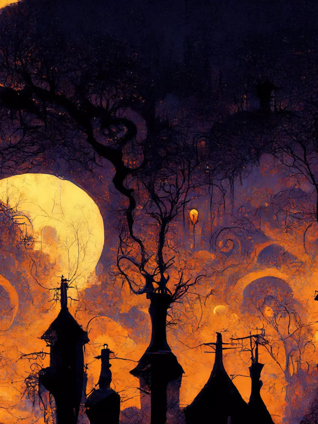 Halloween Town 5’X6’8’ Fleece (60 X 80 Inch) Backdrop
