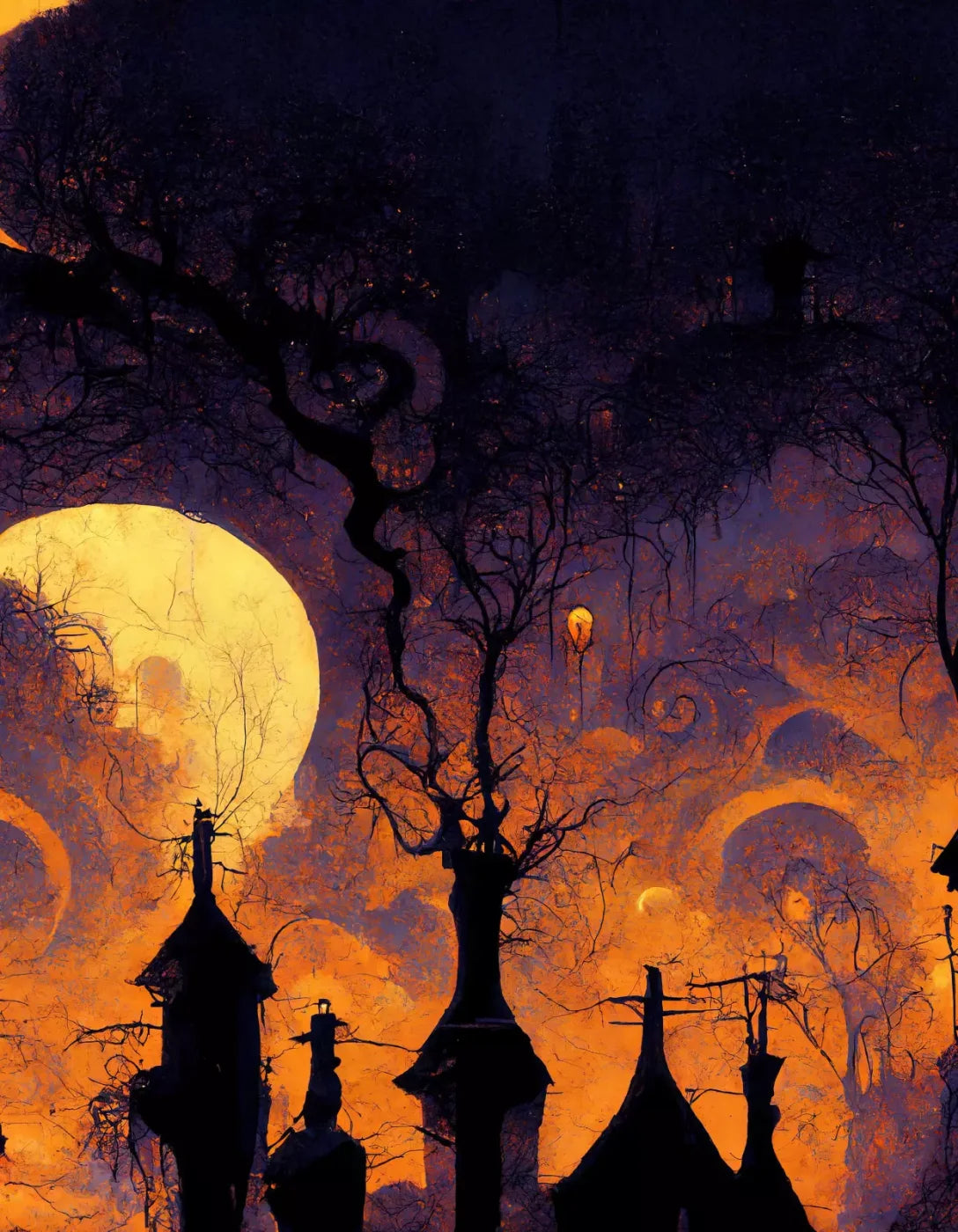 Halloween Town 6’X8’ Fleece (72 X 96 Inch) Backdrop
