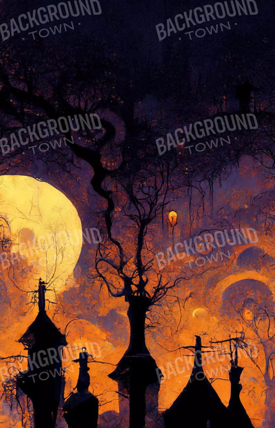 Halloween Town 8’X12’ Ultracloth (96 X 144 Inch) Backdrop