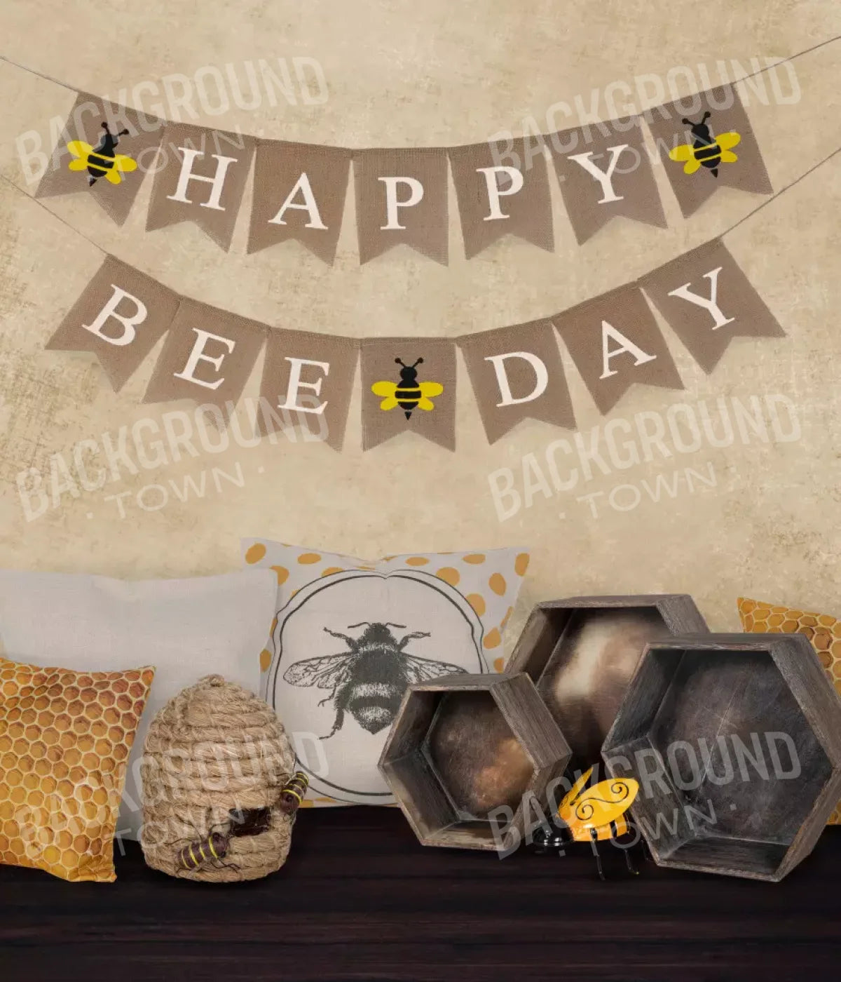 Happy Bee Day 10X12 Ultracloth ( 120 X 144 Inch ) Backdrop