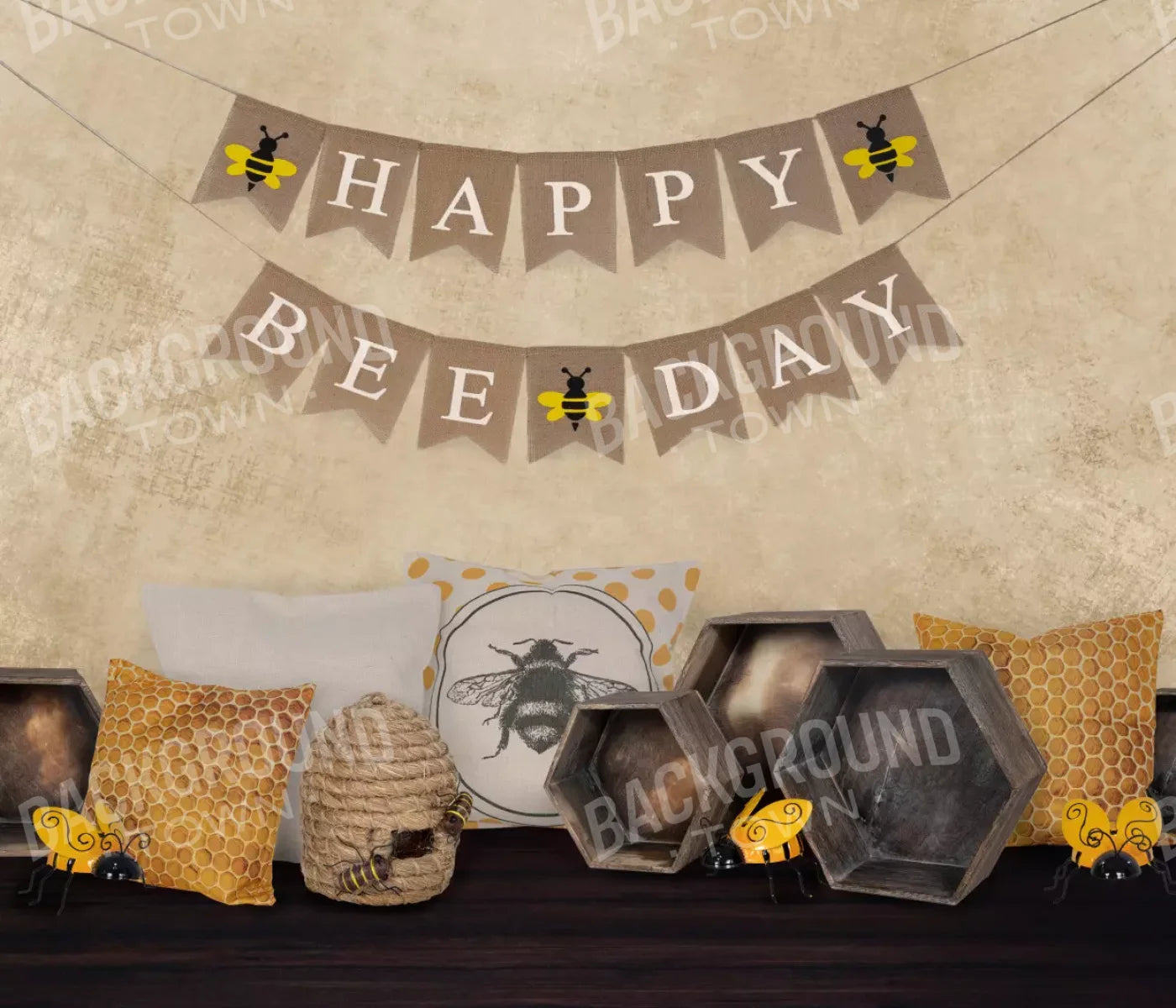 Happy Bee Day 12X10 Ultracloth ( 144 X 120 Inch ) Backdrop