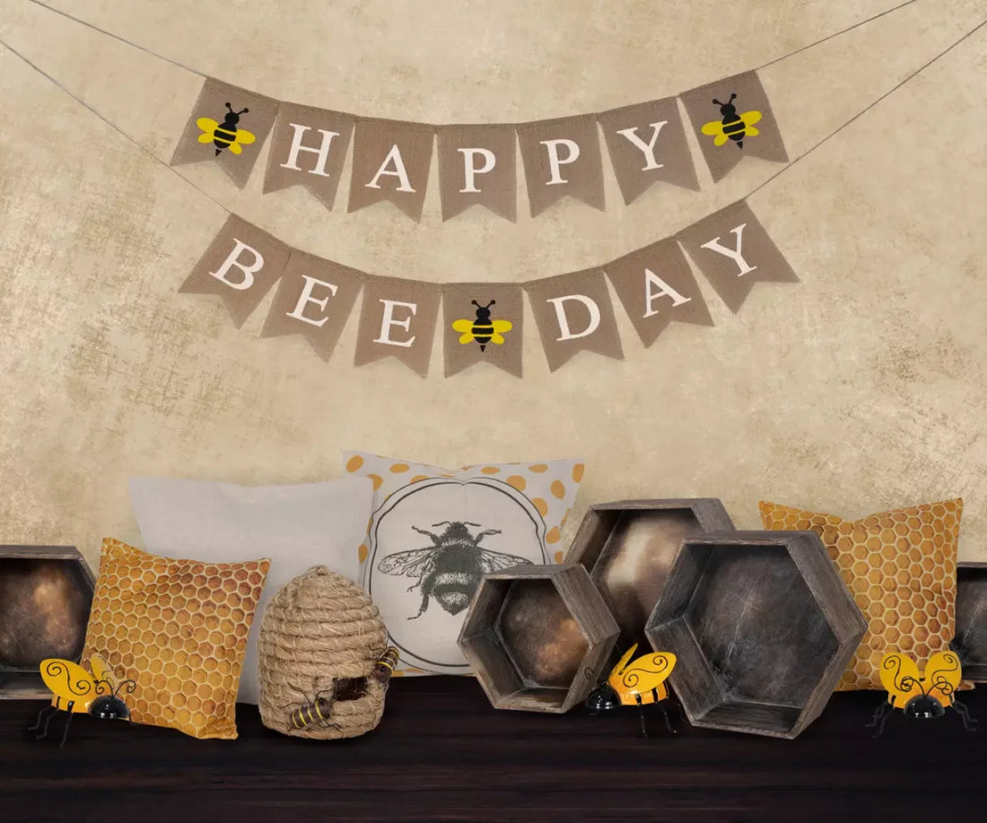 Happy Bee Day 5X42 Fleece ( 60 X 50 Inch ) Backdrop