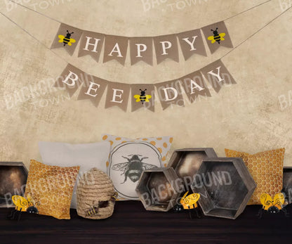 Happy Bee Day 5X42 Fleece ( 60 X 50 Inch ) Backdrop