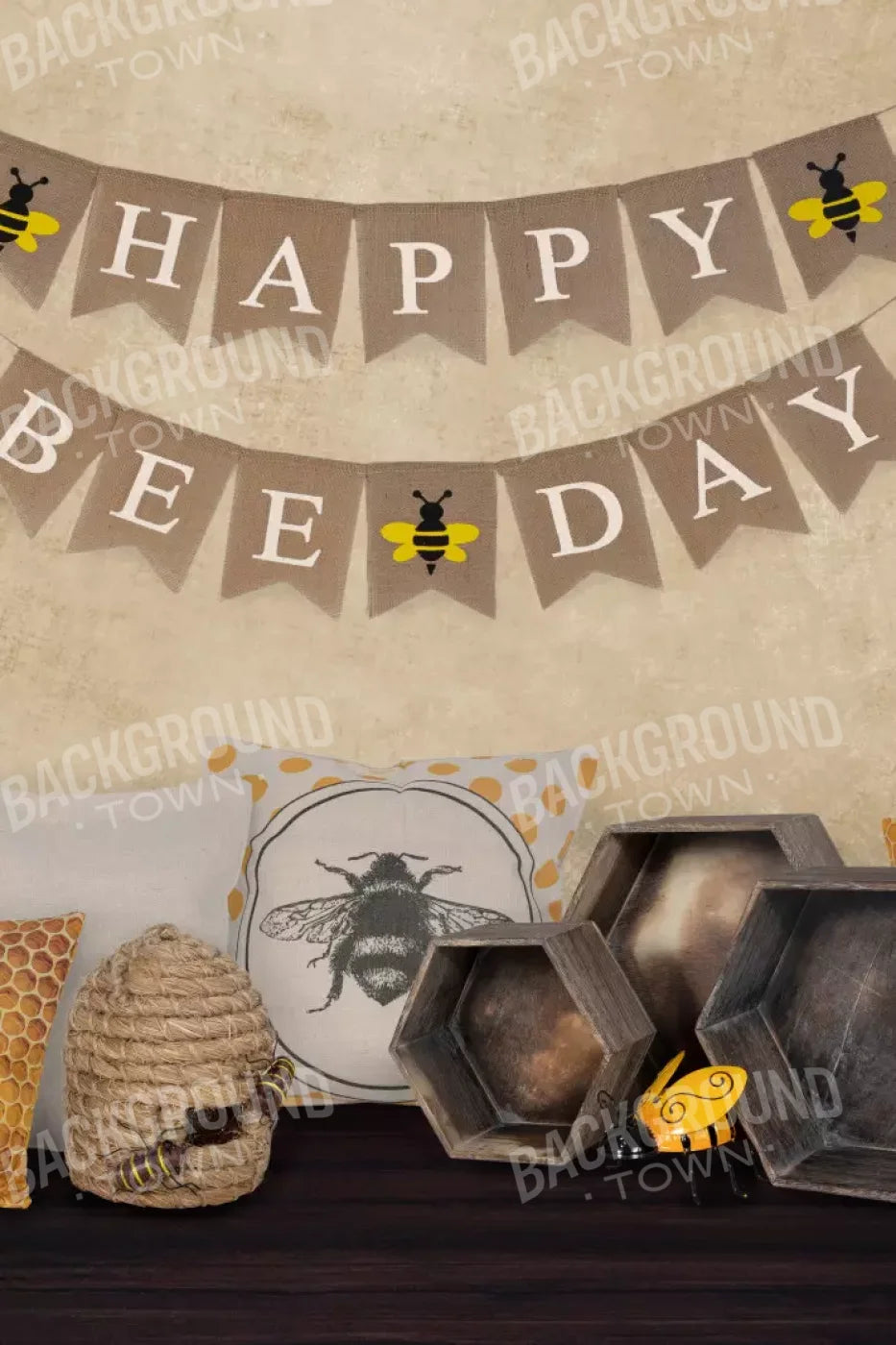 Happy Bee Day 5X8 Ultracloth ( 60 X 96 Inch ) Backdrop