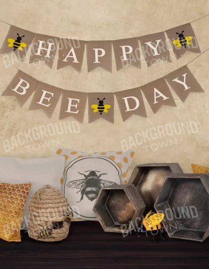 Happy Bee Day 6X8 Fleece ( 72 X 96 Inch ) Backdrop