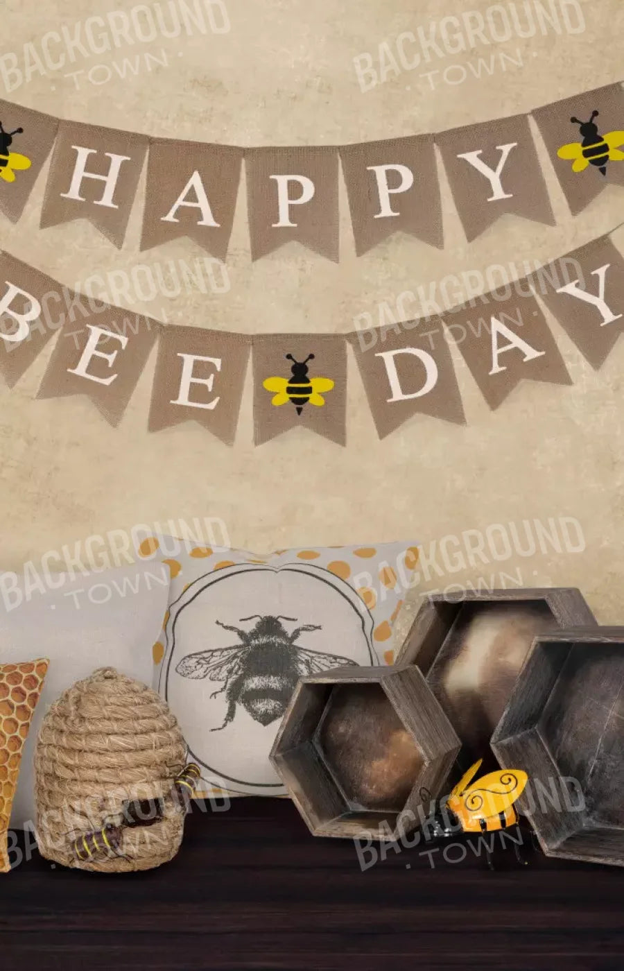 Happy Bee Day 8X12 Ultracloth ( 96 X 144 Inch ) Backdrop