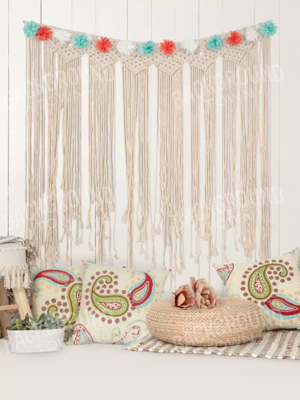 Happy Boho 5X68 Fleece ( 60 X 80 Inch ) Backdrop