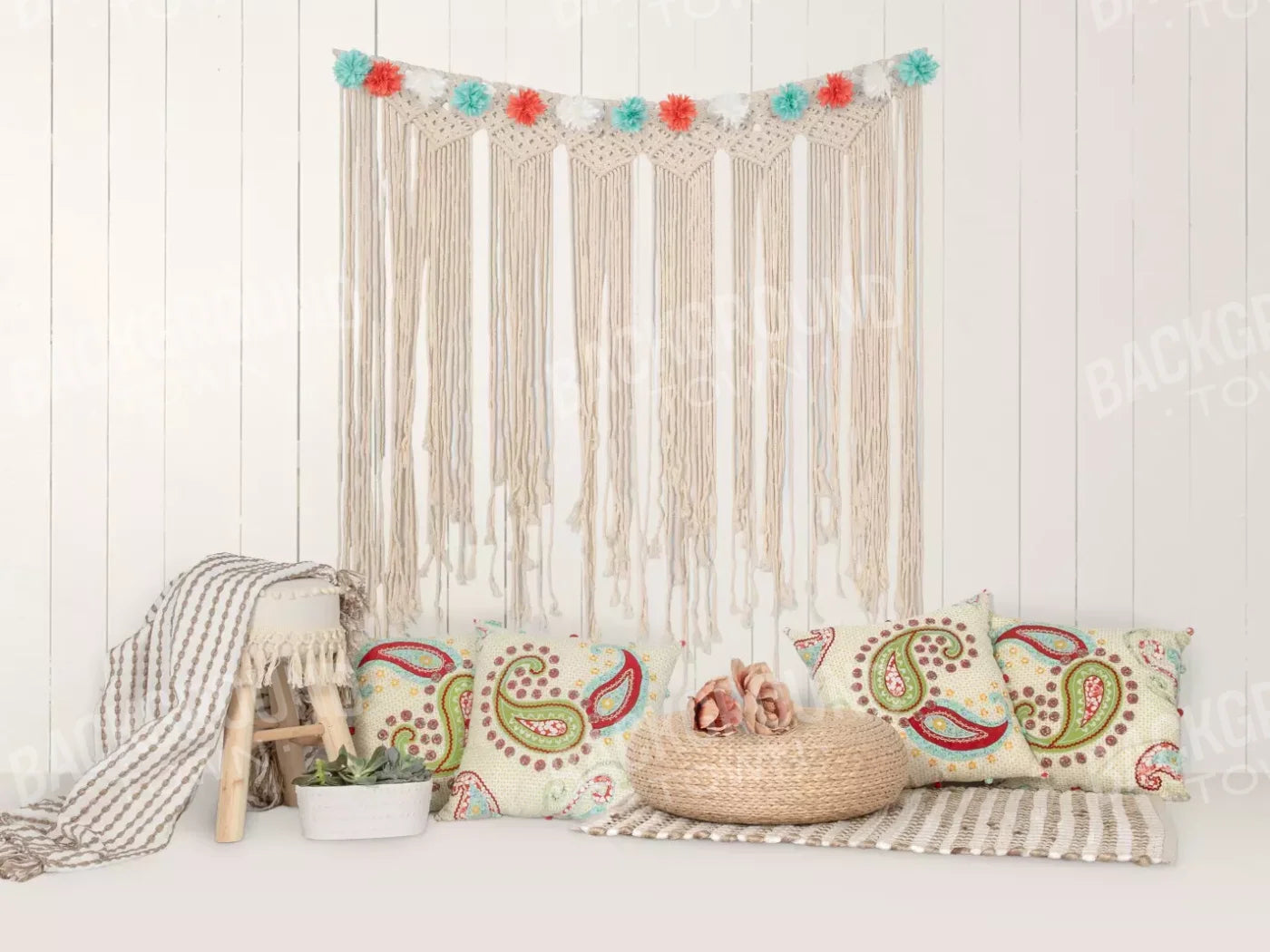 Happy Boho 7X5 Ultracloth ( 84 X 60 Inch ) Backdrop