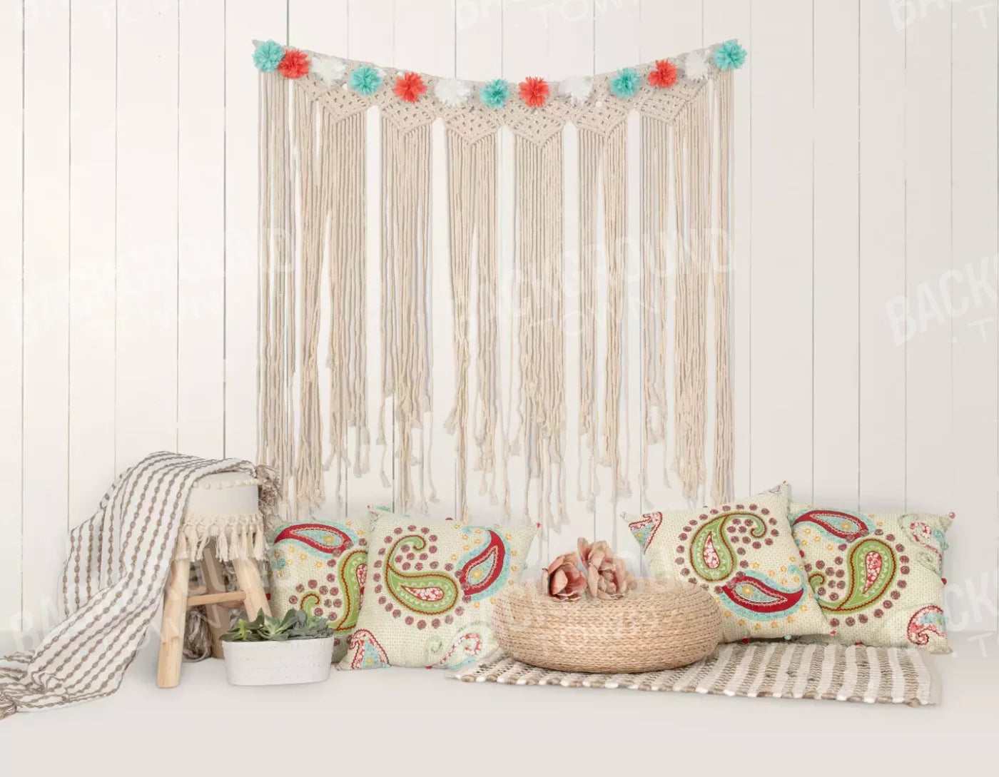 Happy Boho 8X6 Fleece ( 96 X 72 Inch ) Backdrop