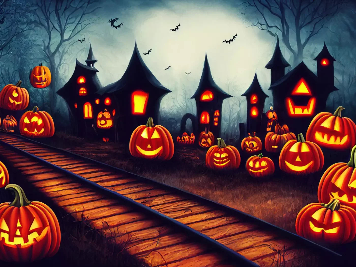 Happy O Lantern 10X8 Fleece ( 120 X 96 Inch ) Backdrop