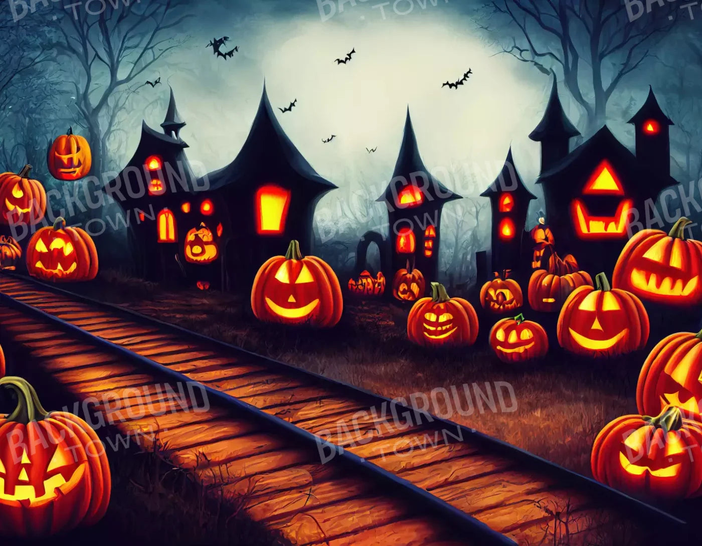 Happy O Lantern 8X6 Fleece ( 96 X 72 Inch ) Backdrop