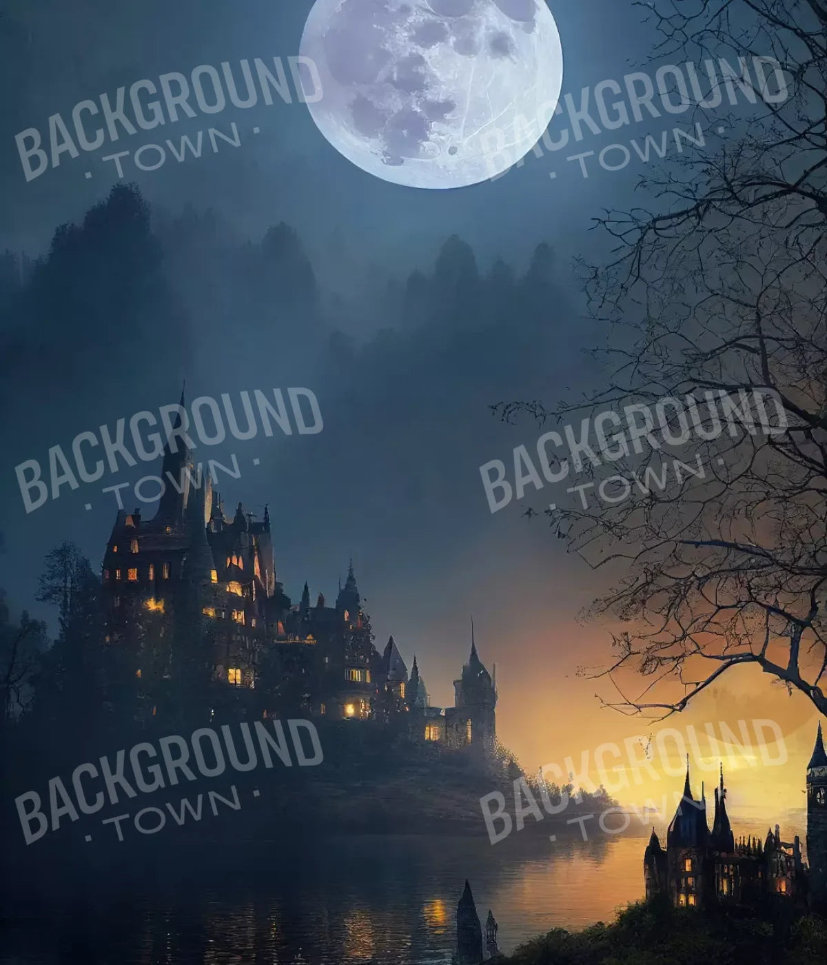 Haunted Castle 10X12 Ultracloth ( 120 X 144 Inch ) Backdrop