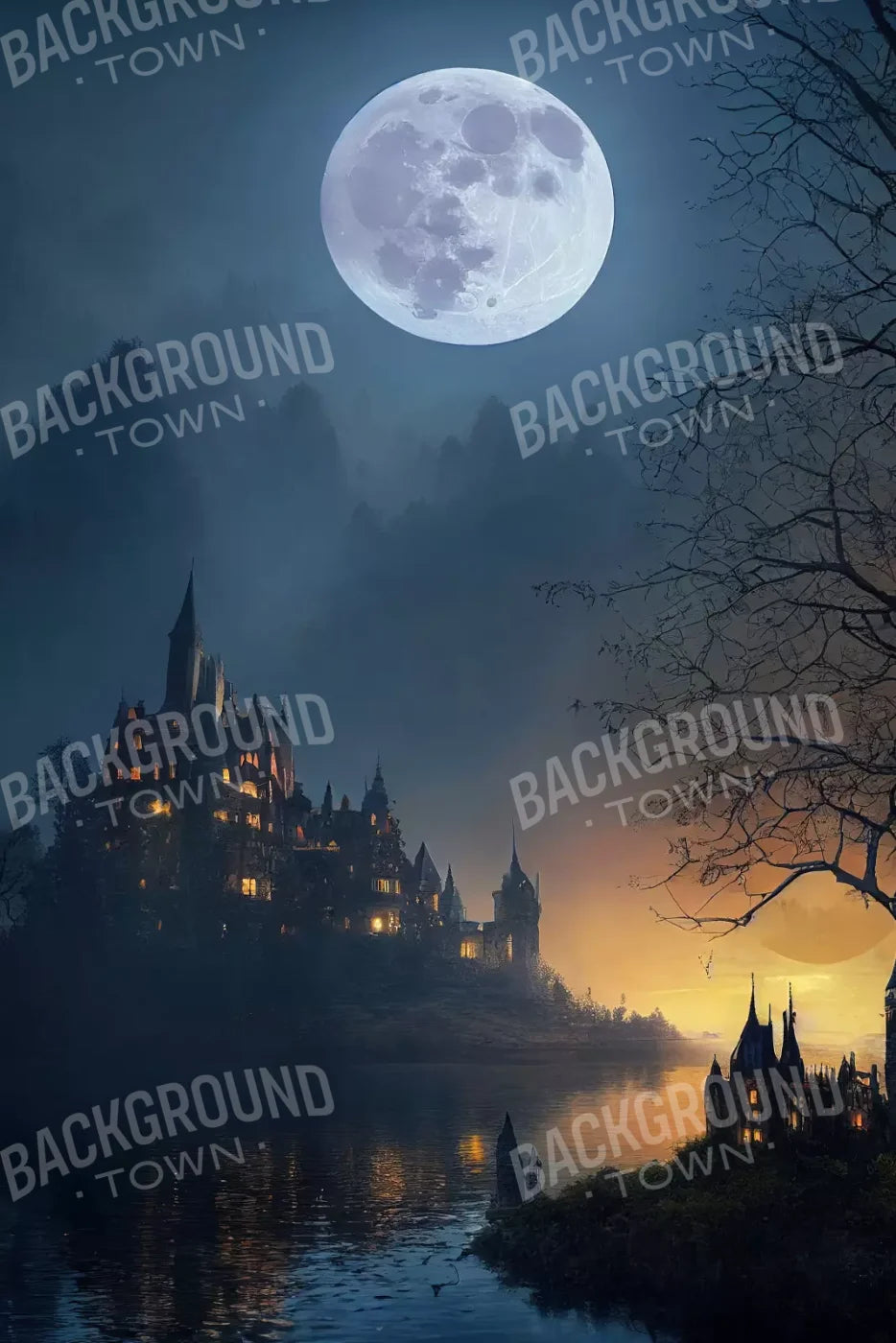Haunted Castle 5X8 Ultracloth ( 60 X 96 Inch ) Backdrop
