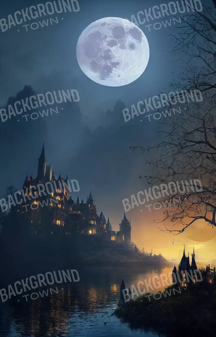 Haunted Castle 8X12 Ultracloth ( 96 X 144 Inch ) Backdrop