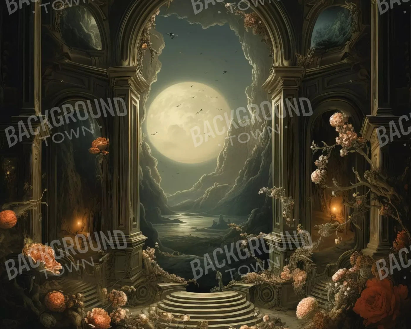 Haunted Elegance I 10’X8’ Fleece (120 X 96 Inch) Backdrop