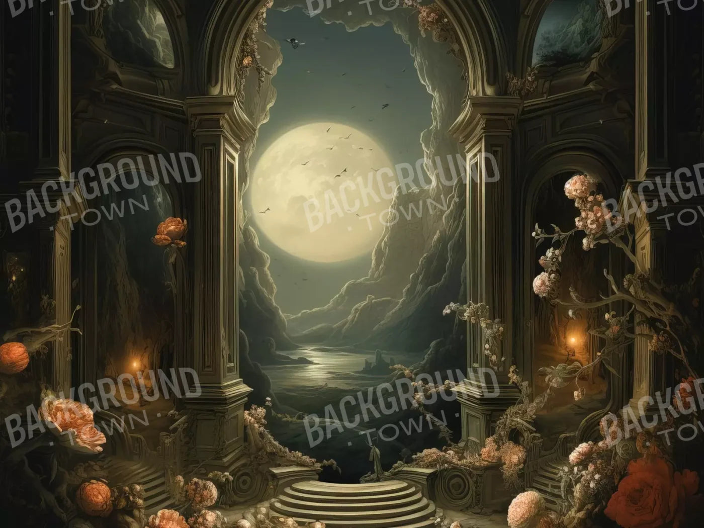 Haunted Elegance I 8’X6’ Fleece (96 X 72 Inch) Backdrop