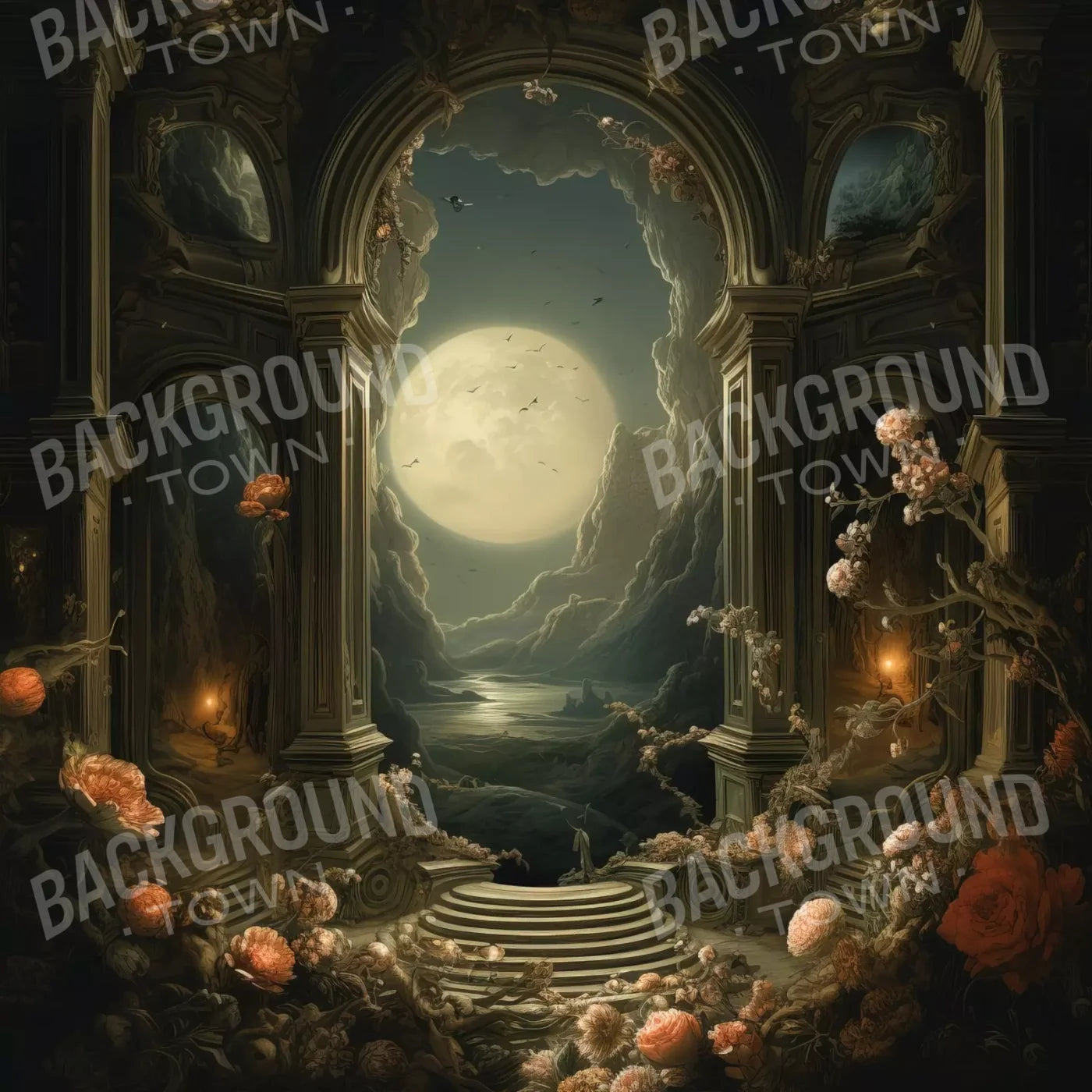 Haunted Elegance I 8’X8’ Fleece (96 X Inch) Backdrop