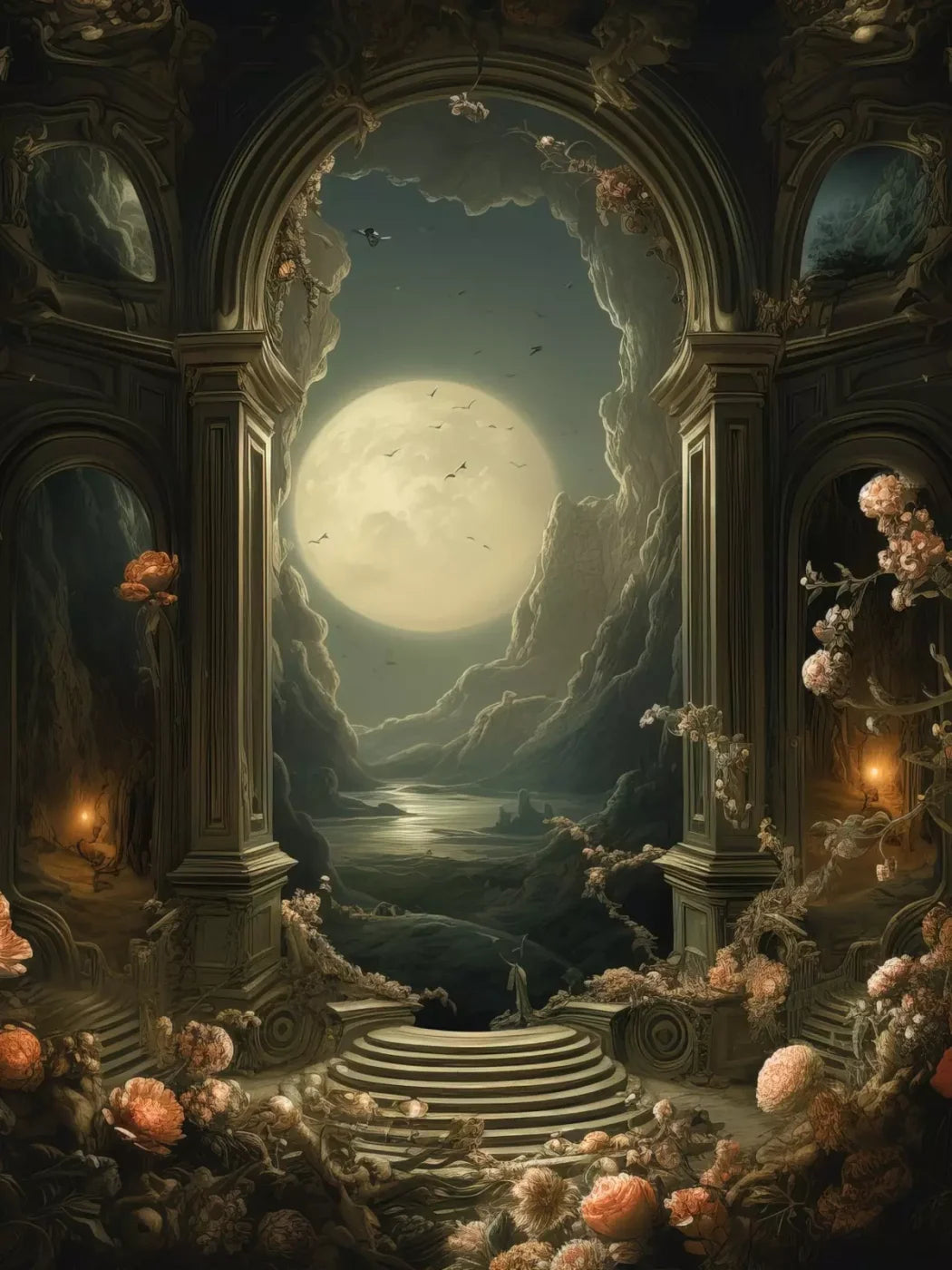 Haunted Elegance I 6’X8’ Fleece (72 X 96 Inch) Backdrop