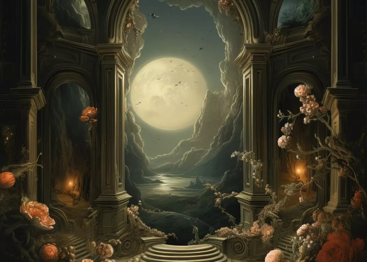 Haunted Elegance I 7’X5’ Ultracloth (84 X 60 Inch) Backdrop