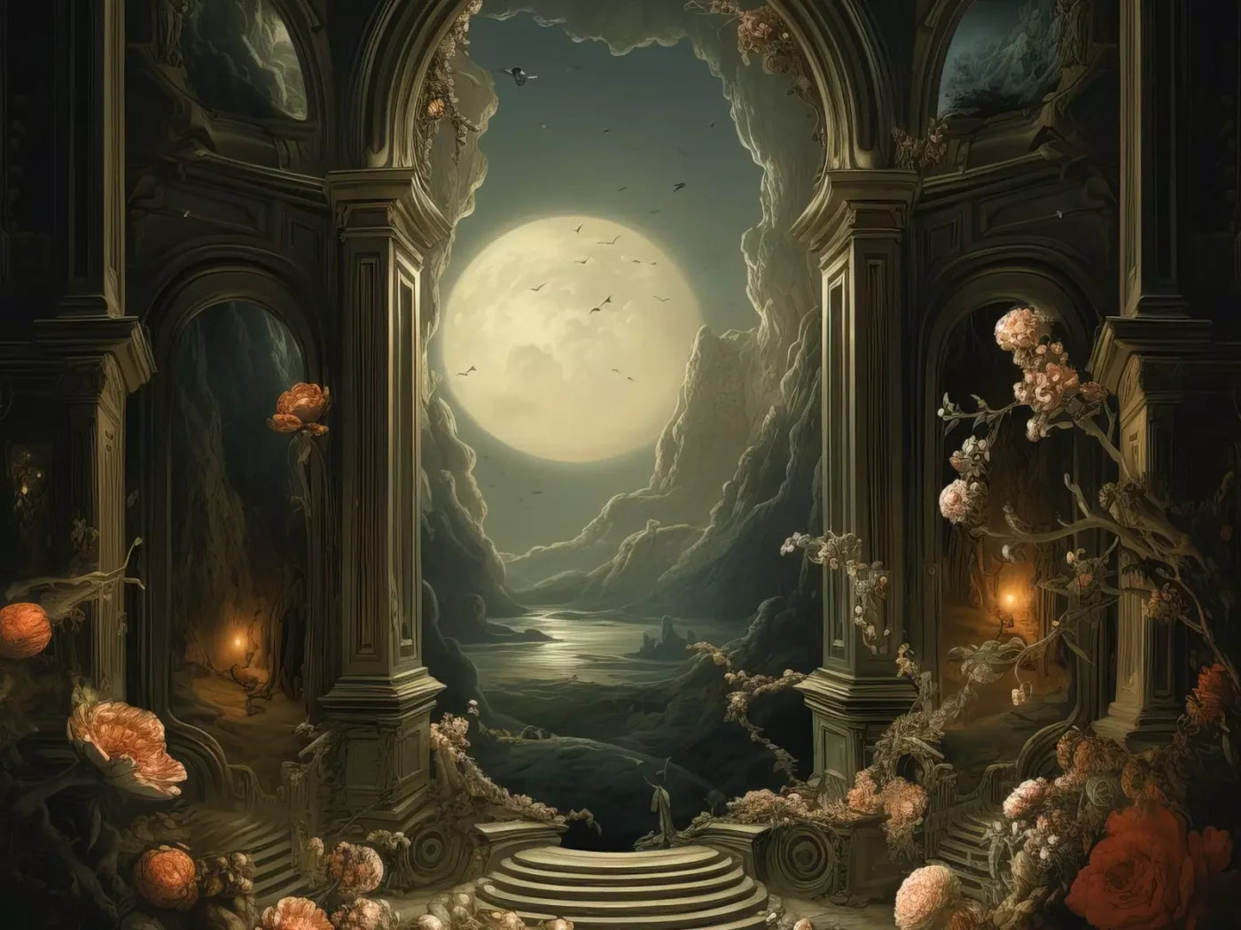 Haunted Elegance I 8’X6’ Fleece (96 X 72 Inch) Backdrop