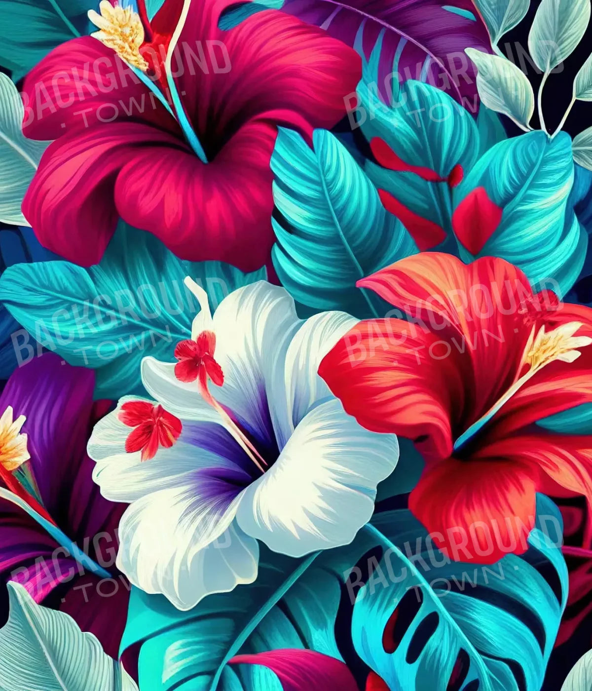 Hawaiian Hibiscus 10X12 Ultracloth ( 120 X 144 Inch ) Backdrop