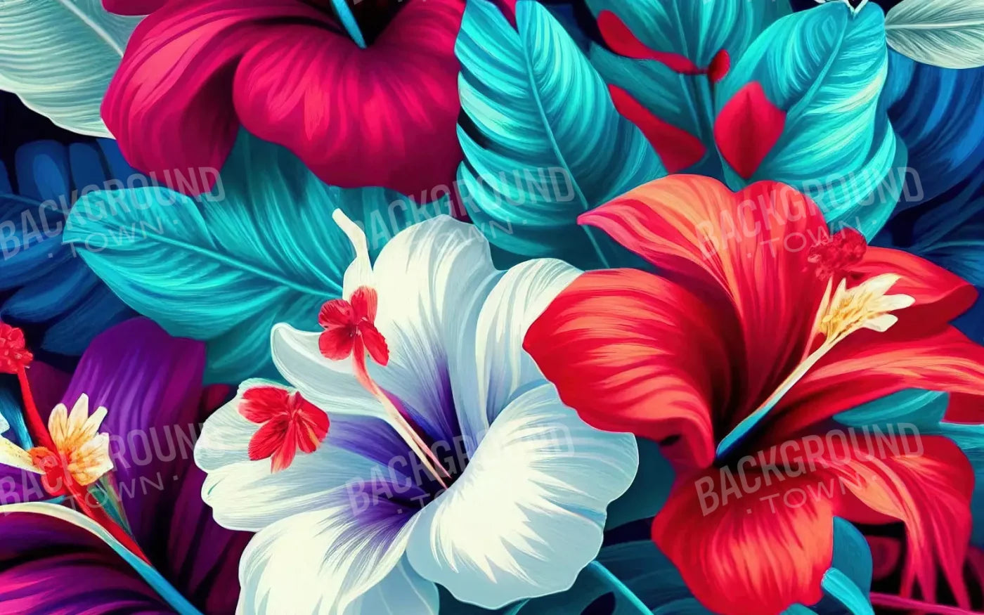 Hawaiian Hibiscus 14X9 Ultracloth ( 168 X 108 Inch ) Backdrop