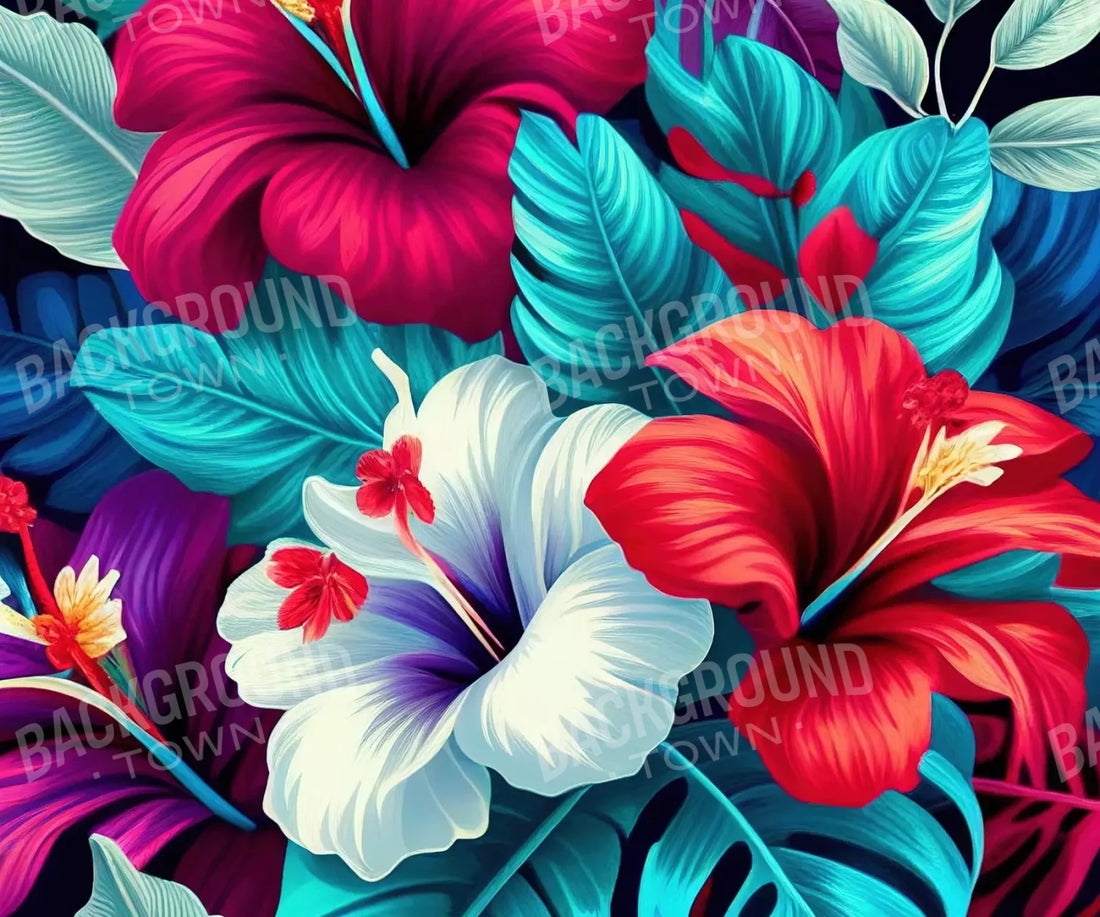 Hawaiian Hibiscus 5X42 Fleece ( 60 X 50 Inch ) Backdrop