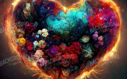 Heart On Fire Ii 8’X5’ Ultracloth (96 X 60 Inch) Backdrop