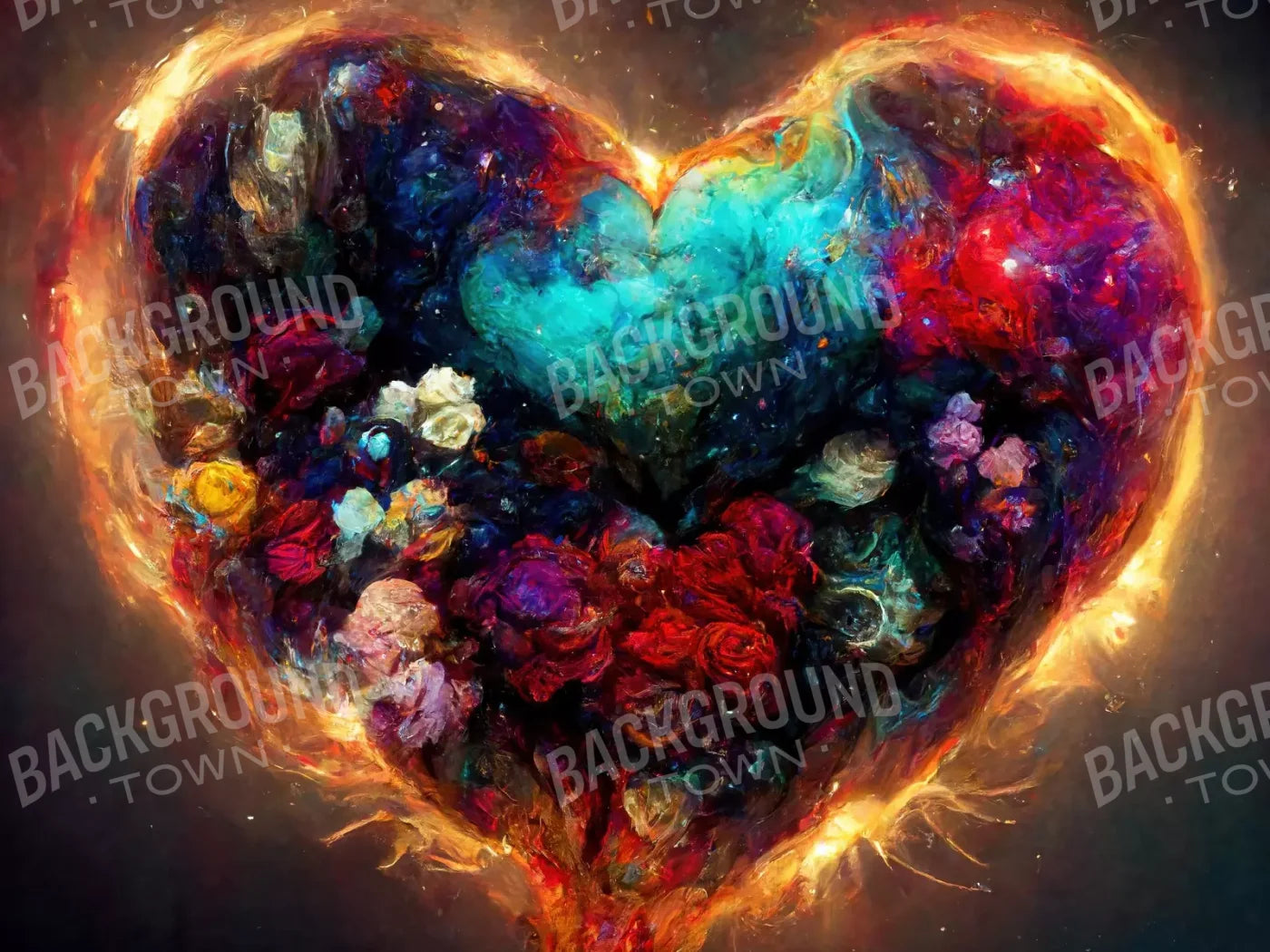 Heart On Fire Ii 8’X6’ Fleece (96 X 72 Inch) Backdrop