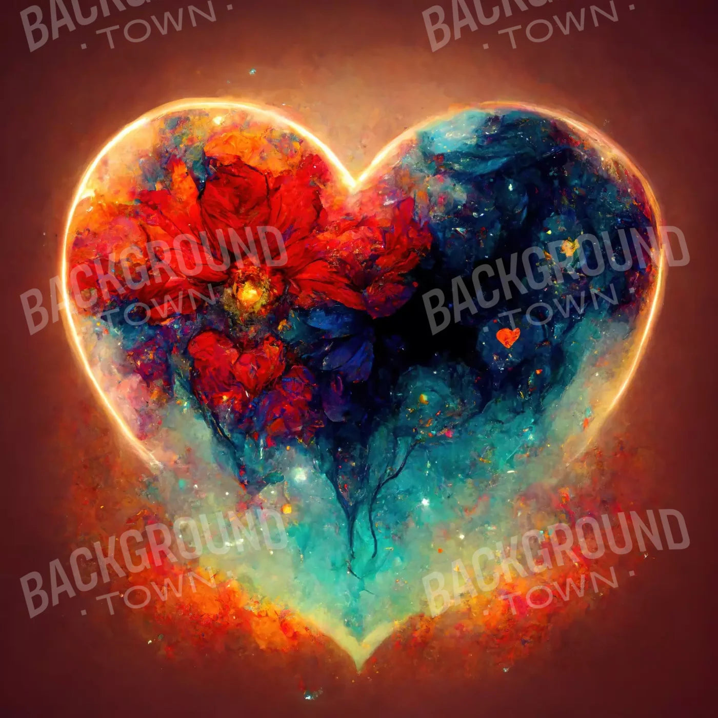 Heart On Fire Iii 8’X8’ Fleece (96 X Inch) Backdrop