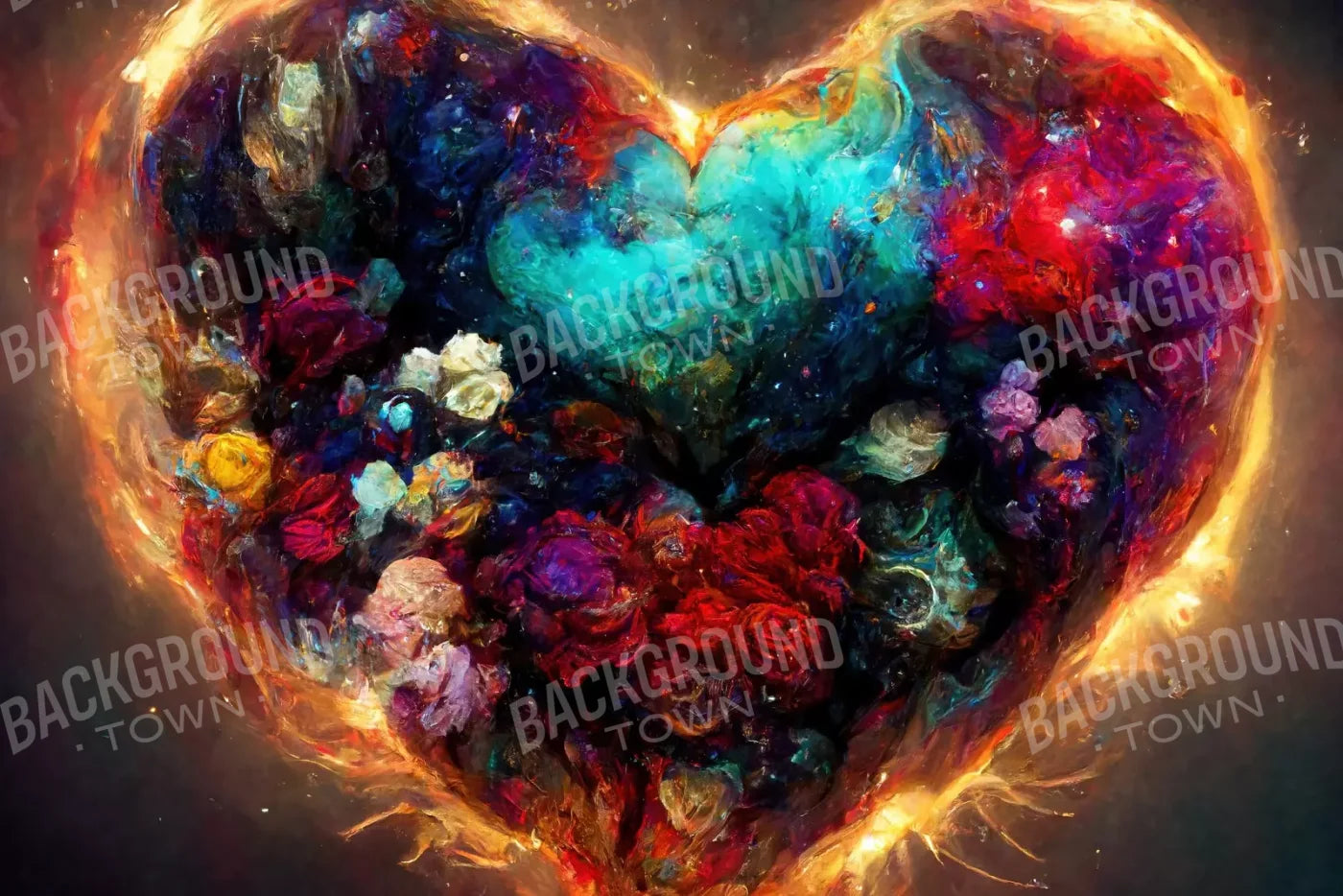 Heart On Fire Ii 12’X8’ Ultracloth (144 X 96 Inch) Backdrop