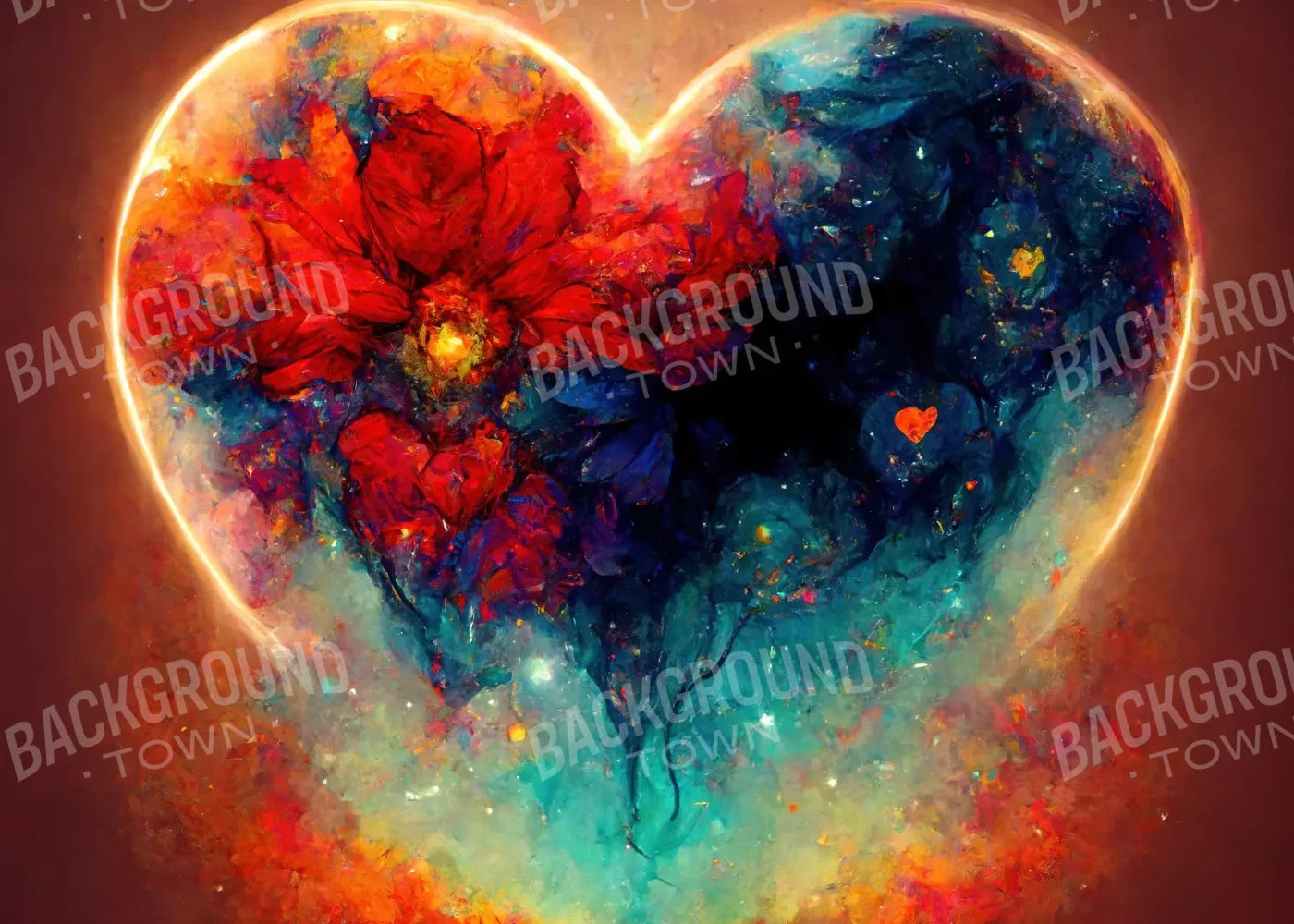 Heart On Fire Iii 7’X5’ Ultracloth (84 X 60 Inch) Backdrop