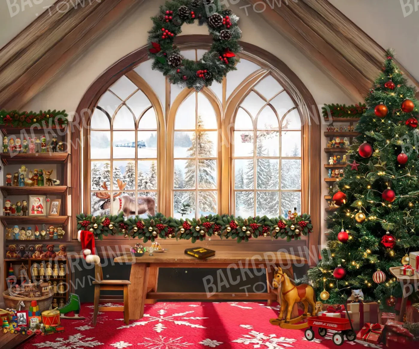 Red and Green Christmas Backdrop for Photography