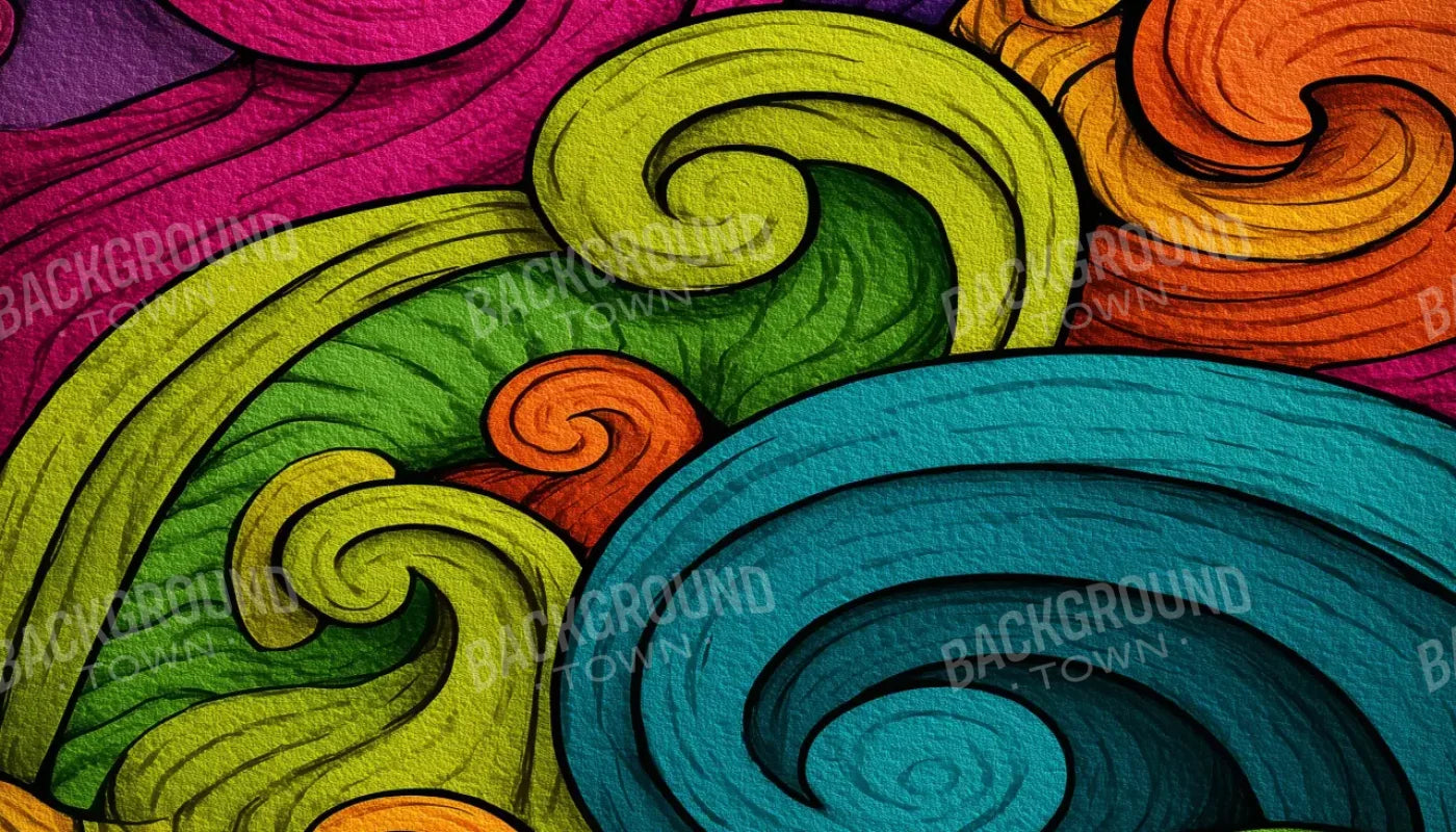 Highlighter Swirls 14’x8’ UltraCloth (168 x 96 inch) Backdrop