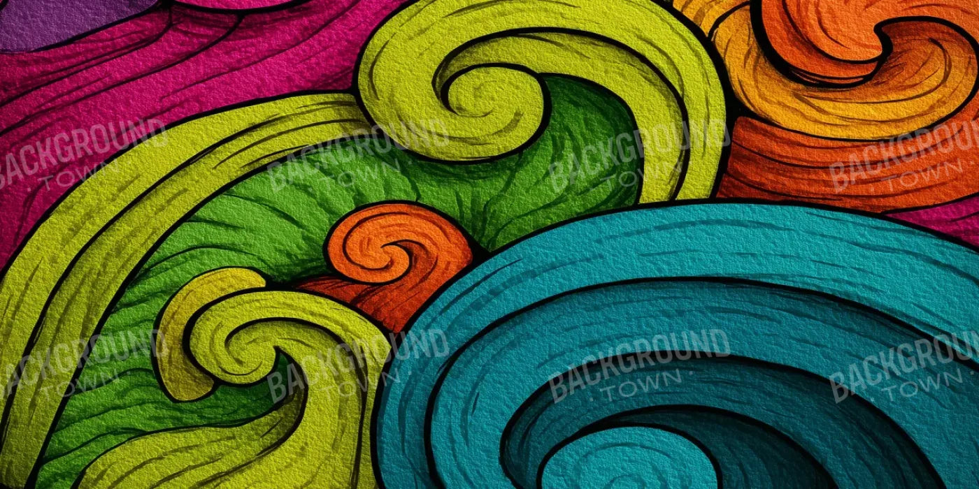 Highlighter Swirls 16’x8’ UltraCloth (192 x 96 inch) Backdrop