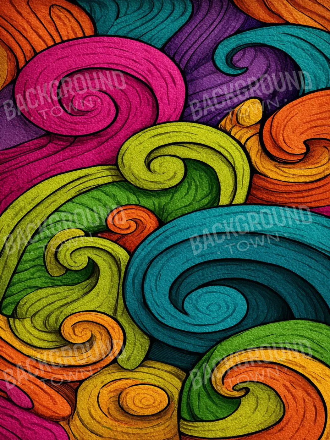 Highlighter Swirls 5’x6’8 Fleece (60 x 80 inch) Backdrop