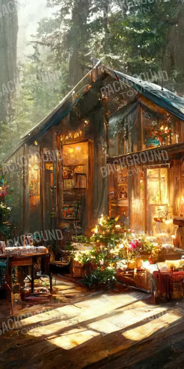 Holiday Cabin Exterior 10’X20’ Ultracloth (120 X 240 Inch) Backdrop