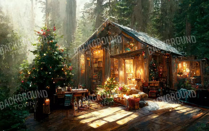 Holiday Cabin Exterior 16’X10’ Ultracloth (192 X 120 Inch) Backdrop