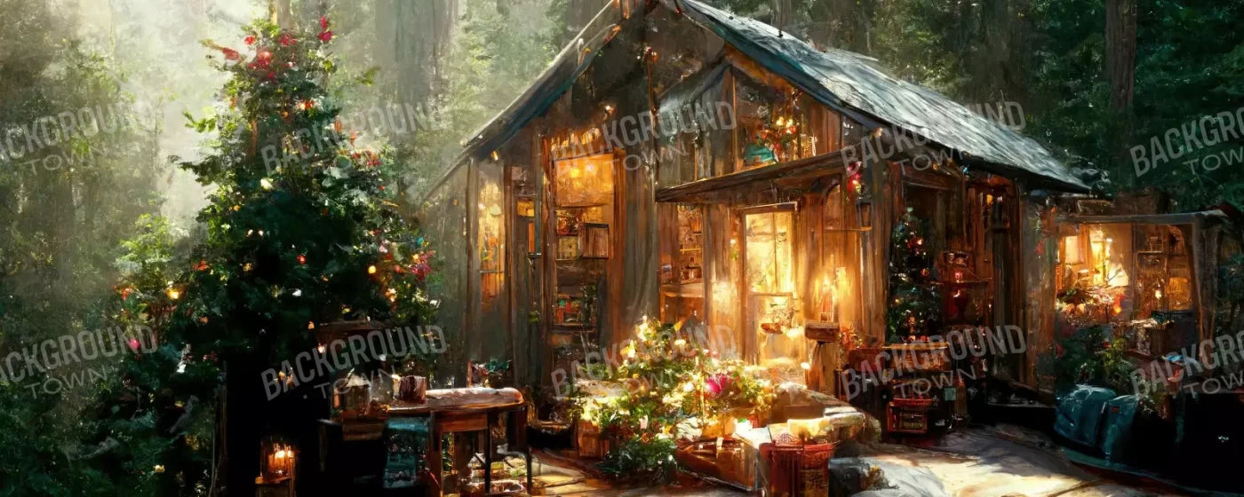 Holiday Cabin Exterior 20’X8’ Ultracloth (240 X 96 Inch) Backdrop
