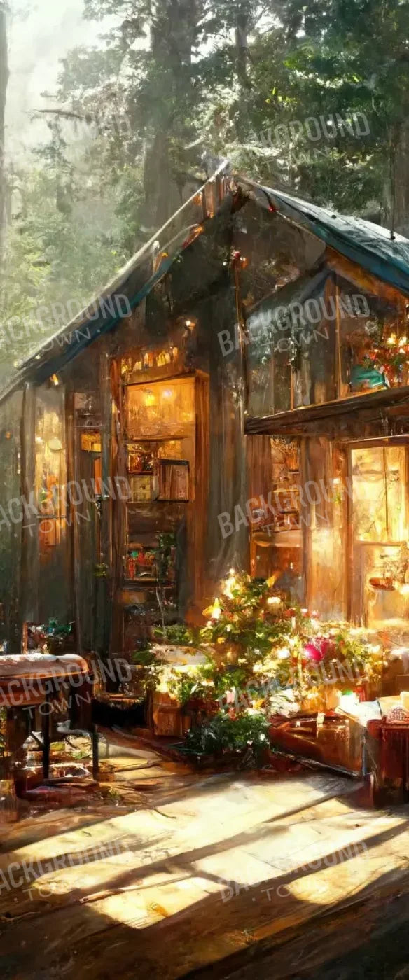 Holiday Cabin Exterior 5’X12’ Ultracloth For Westcott X-Drop (60 X 144 Inch) Backdrop